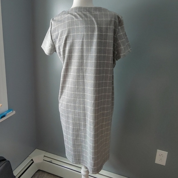 JANE & DELANCEY gray white Windowpane plaid midi Shift Dress Women's XS Cute EUC - Picture 4 of 10